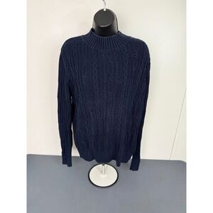 Crystal-Kode Womens Cable Knit Sweater Mock Neck Size Medium Cotton FLAW